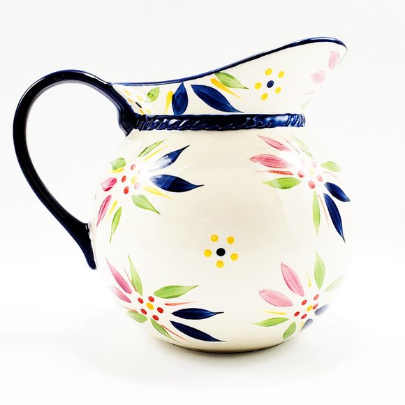 Temptations by Tara Old World Blue 28 oz Pitcher Ceramic Micro & Oven Dishwasher - Picture 3 of 6